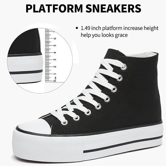 Platform Canvas High Top Sneakers - Picture 3 of 5